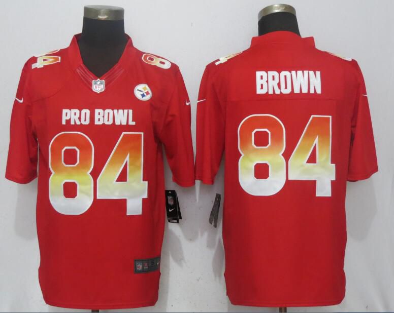 Men Pittsburgh Steelers #84 Brown Red New Nike Royal 2018 Pro Bowl Limited NFL Jerseys->->NFL Jersey